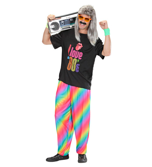 Bunte 80er Jahre Regenbogen-Hose für Fasnacht und Mottoparty