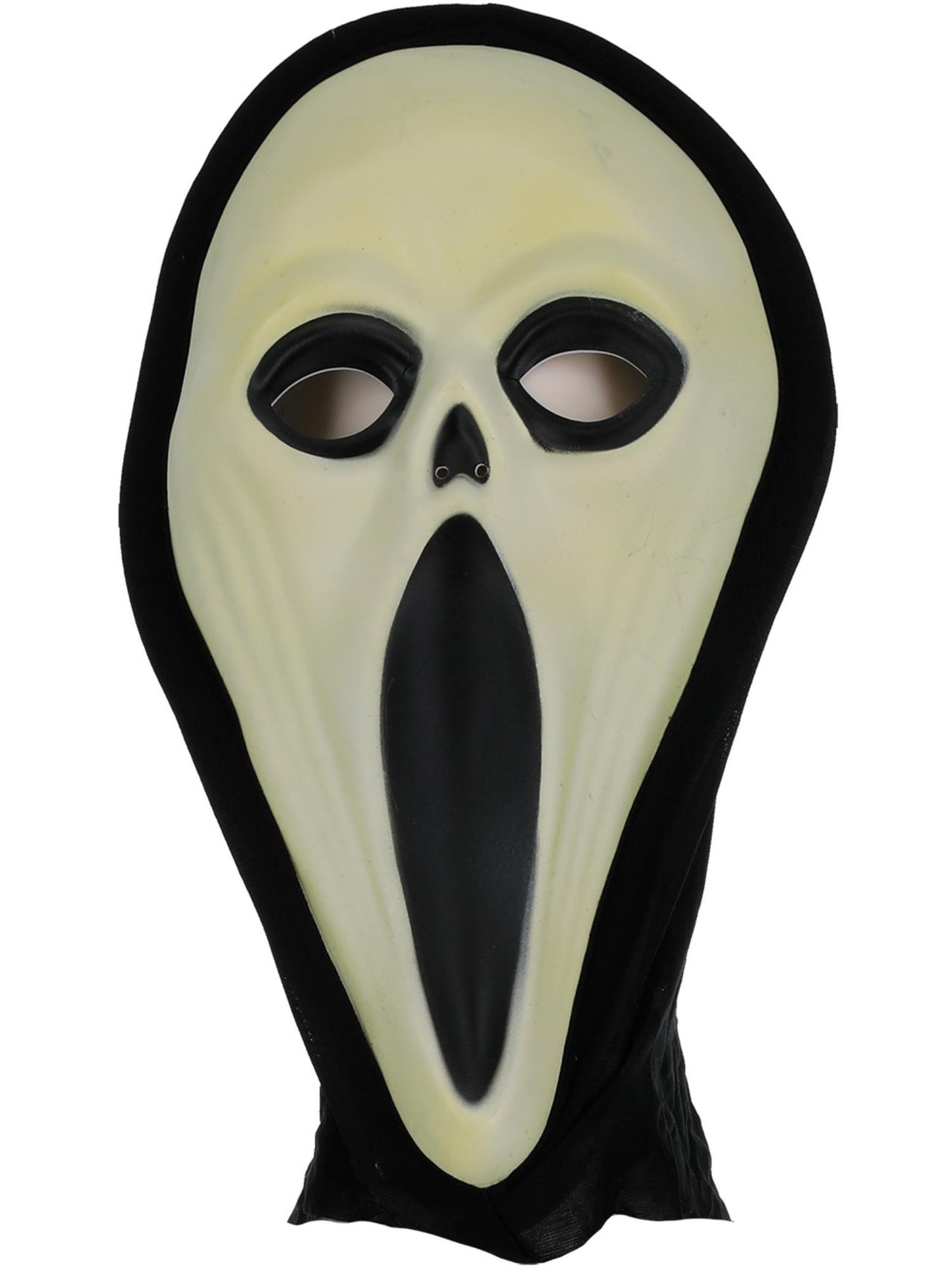 Smiffys Glow-in-the-Dark Screamer-Maske Schwarz-Weiss mit Kapuze für Herren – Detailansicht