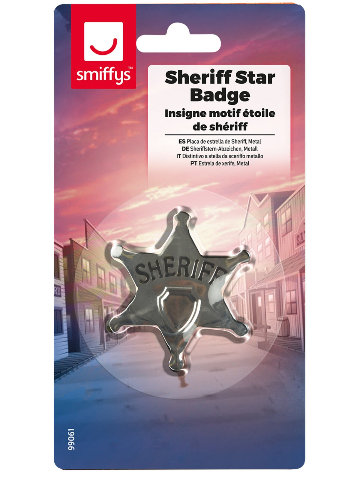 Smiffys Sheriff Star Badge, Silver AC für Unisex
