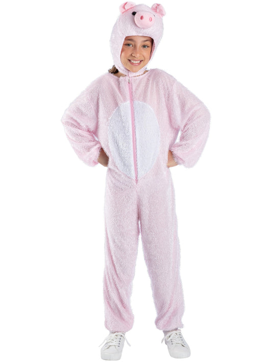Smiffys Pig Kostüm für Kinder in Pink mit Overall und Kapuze – Produktansicht
