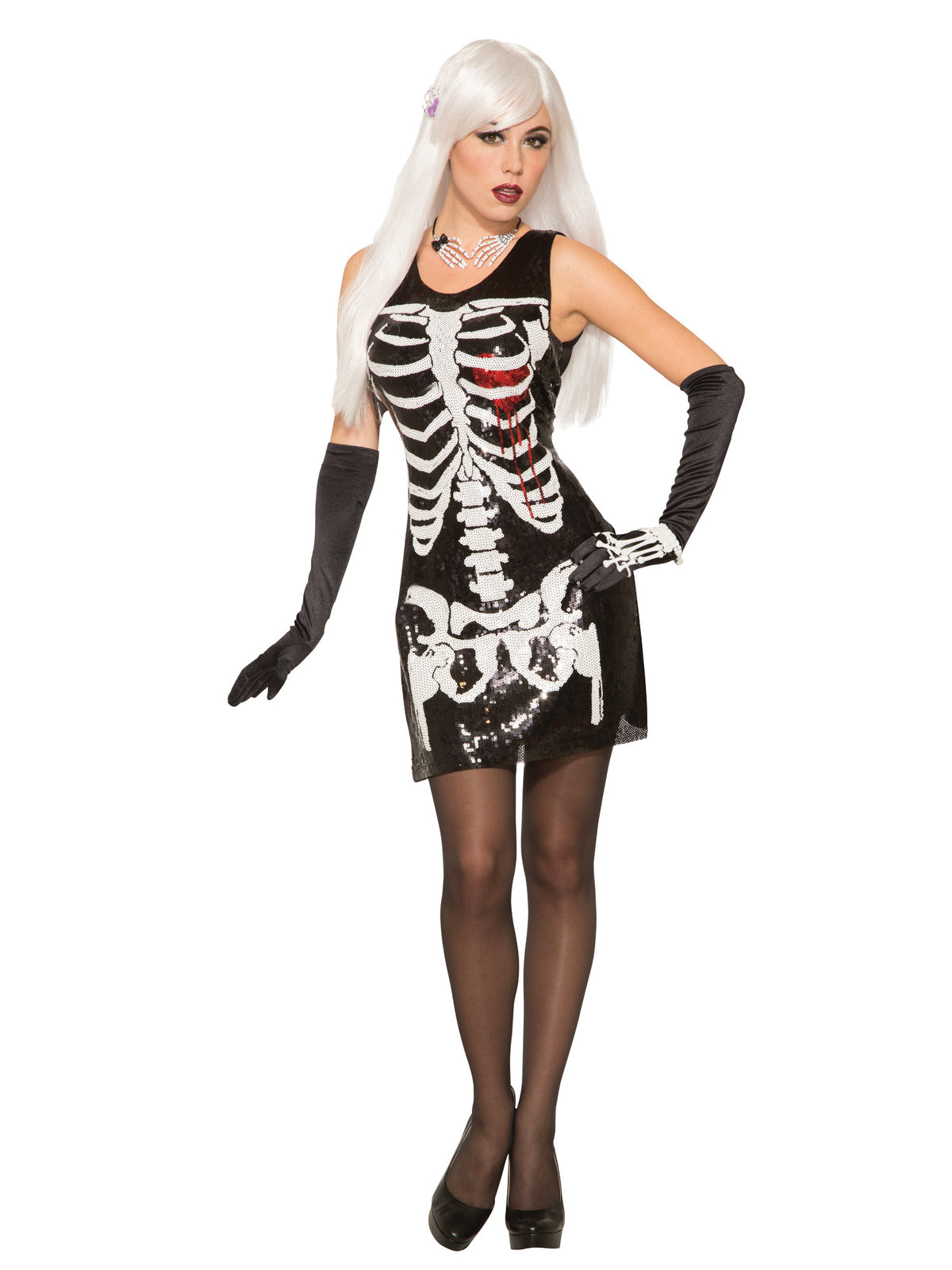 Rubies Skeleton Bleeding Heart Skelettkleid Kostüm XS/S für Damen