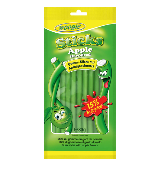Woogie Apple Sticks mit Füllung 80g – Produktansicht