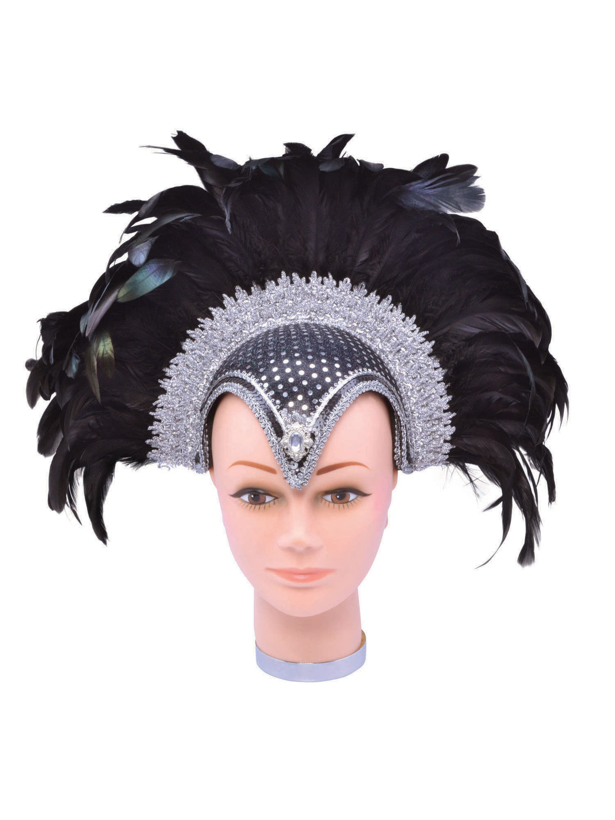 Rubies Rubies Feather Headpiece Black Jewel And Plume Headpieces and Headbands