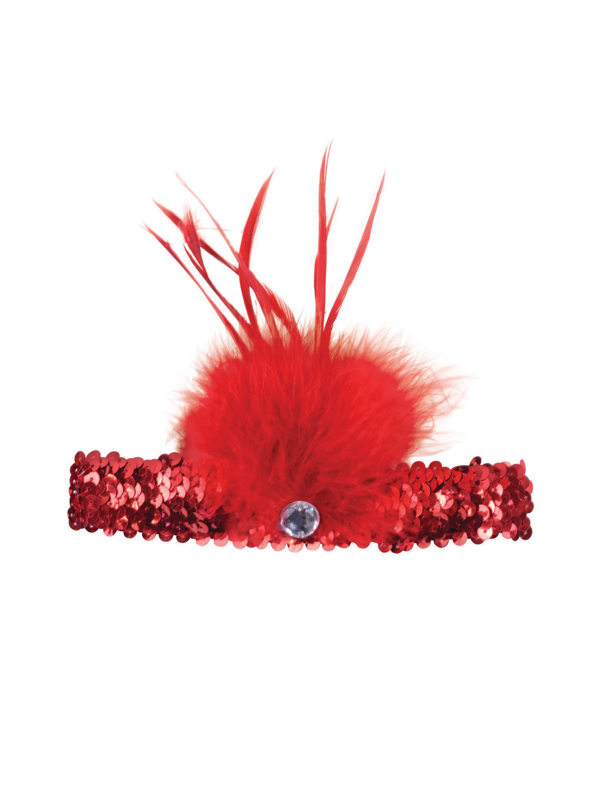 Rubies Flapper Headband Red Sqn + Feather Headpieces and Headbands