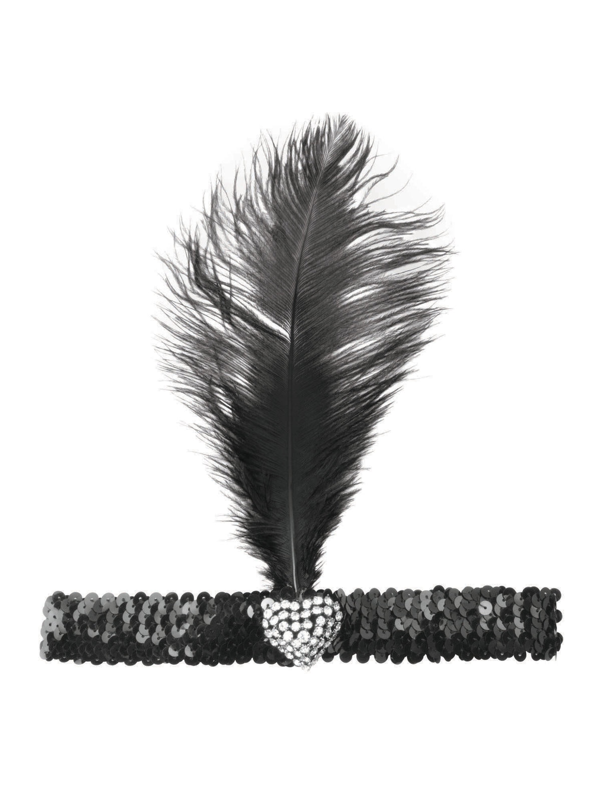 Rubies Rubies Black Flapper Headband Crystal Heart Headpieces and Headbands