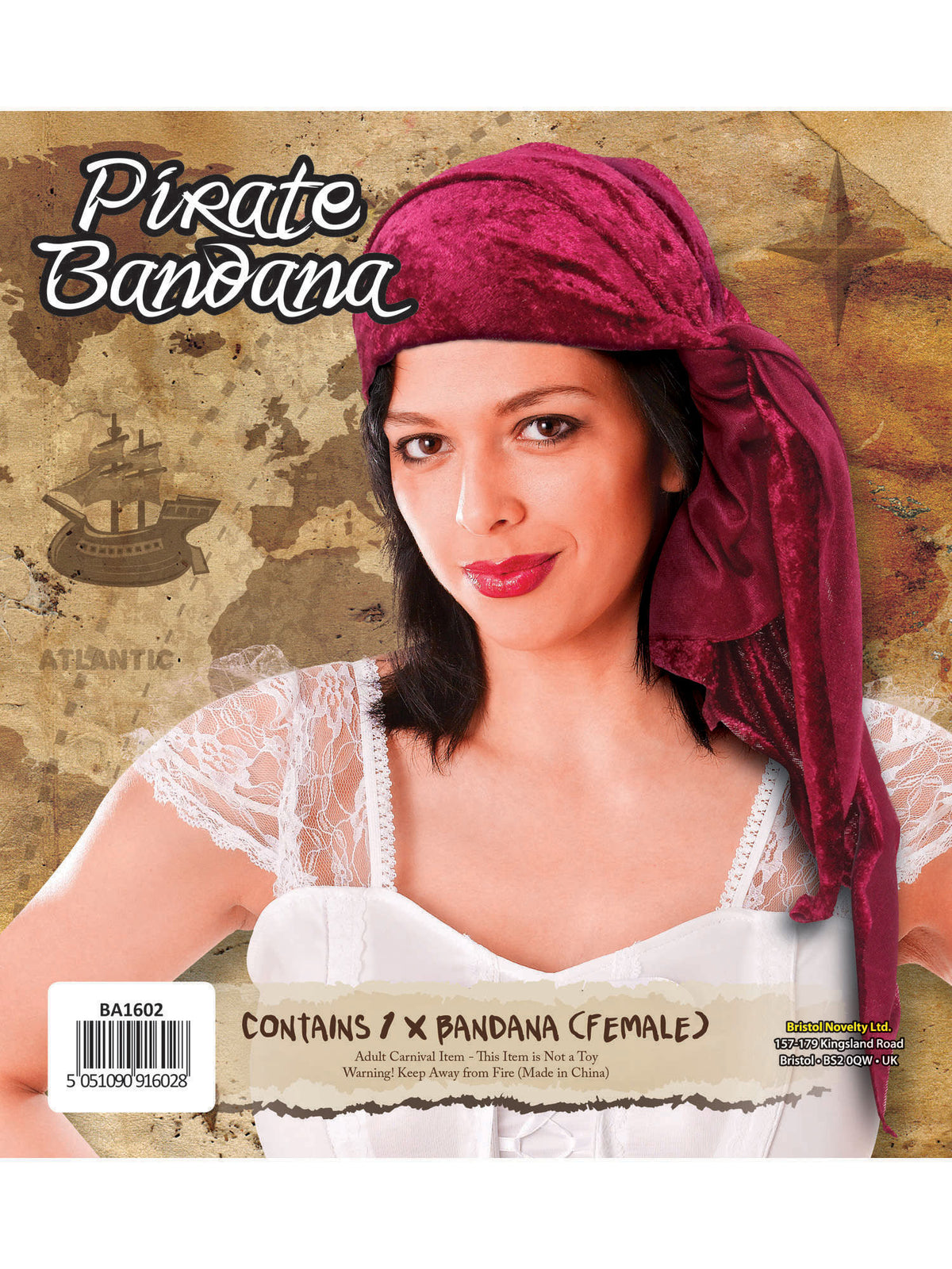 Rubies Pirate Bandana Velvet (Female) Headpieces and Headbands