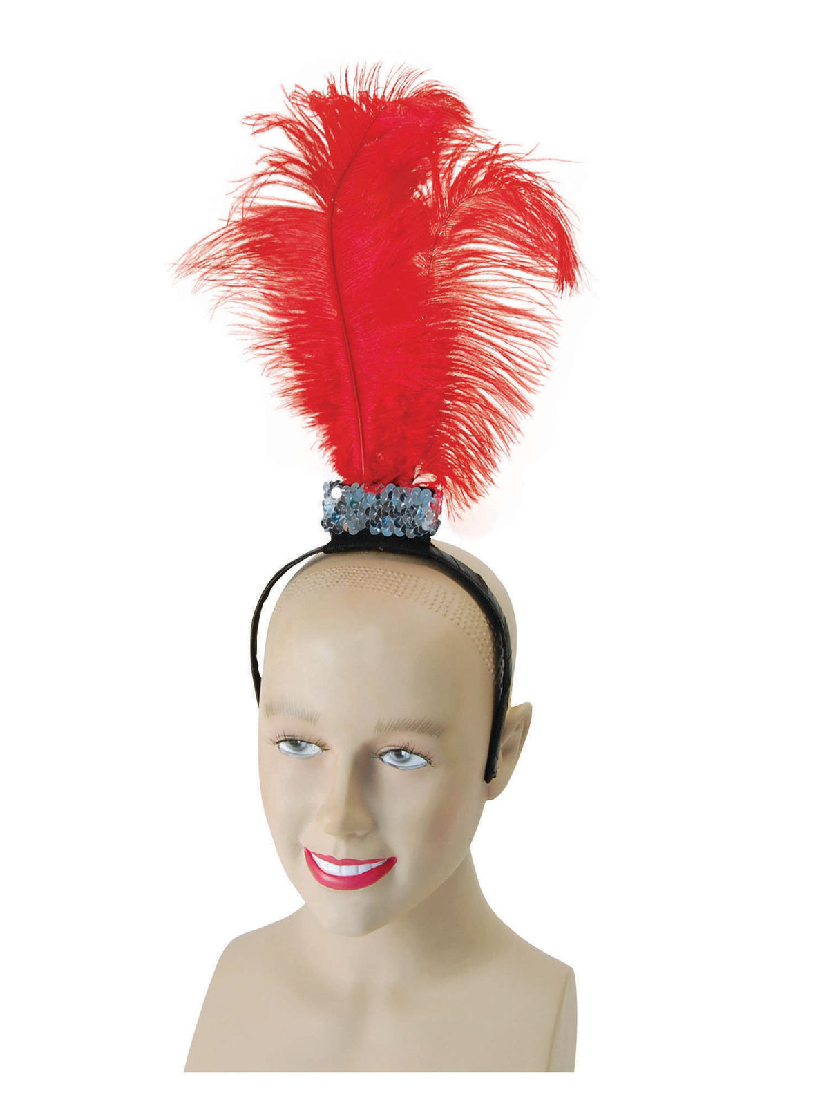 Rubies rotes Flapper-Stirnband mit drei Federn