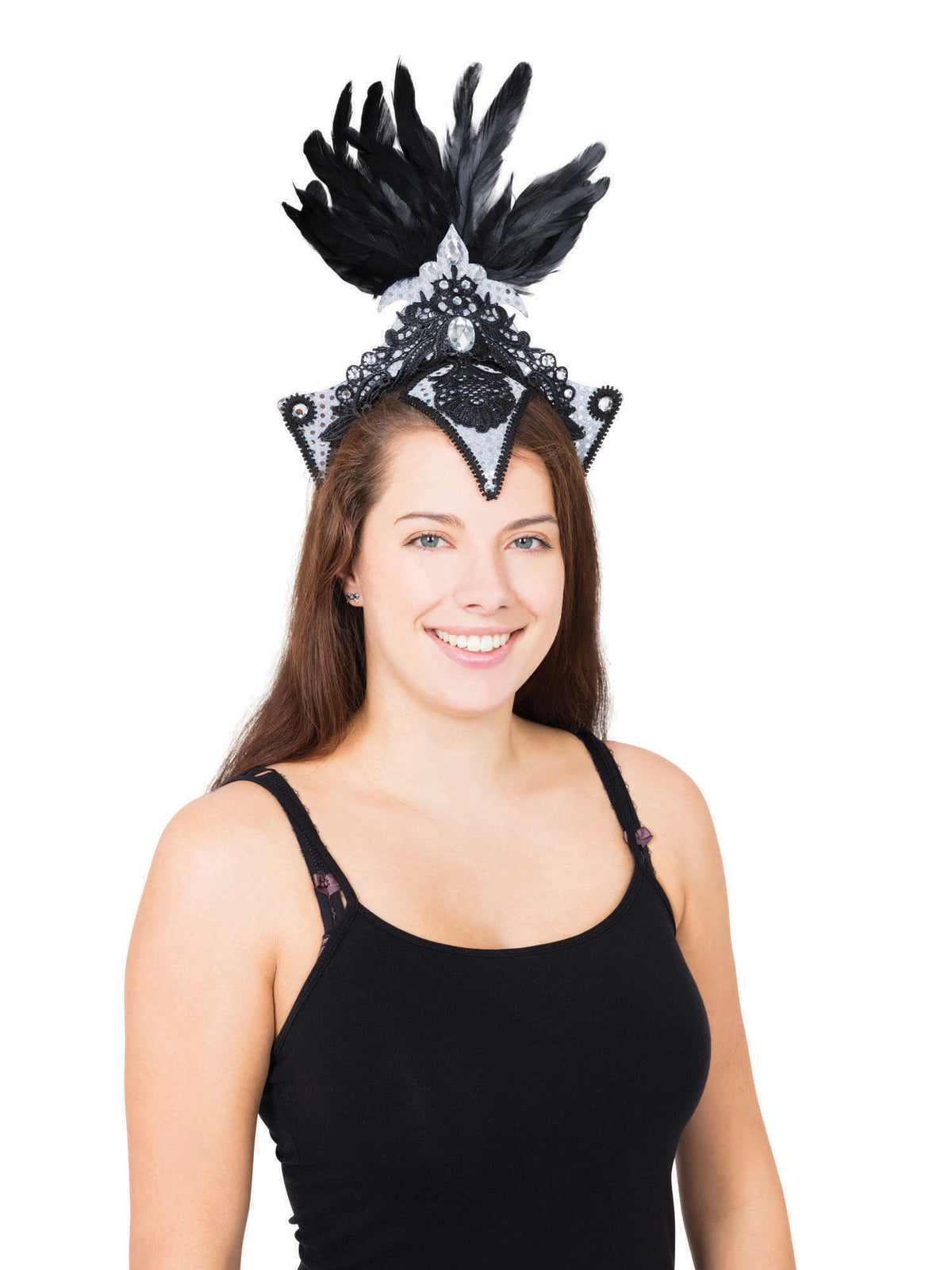 Rubies Burlesque Headpiece Silver/Black Headpieces and Headbands