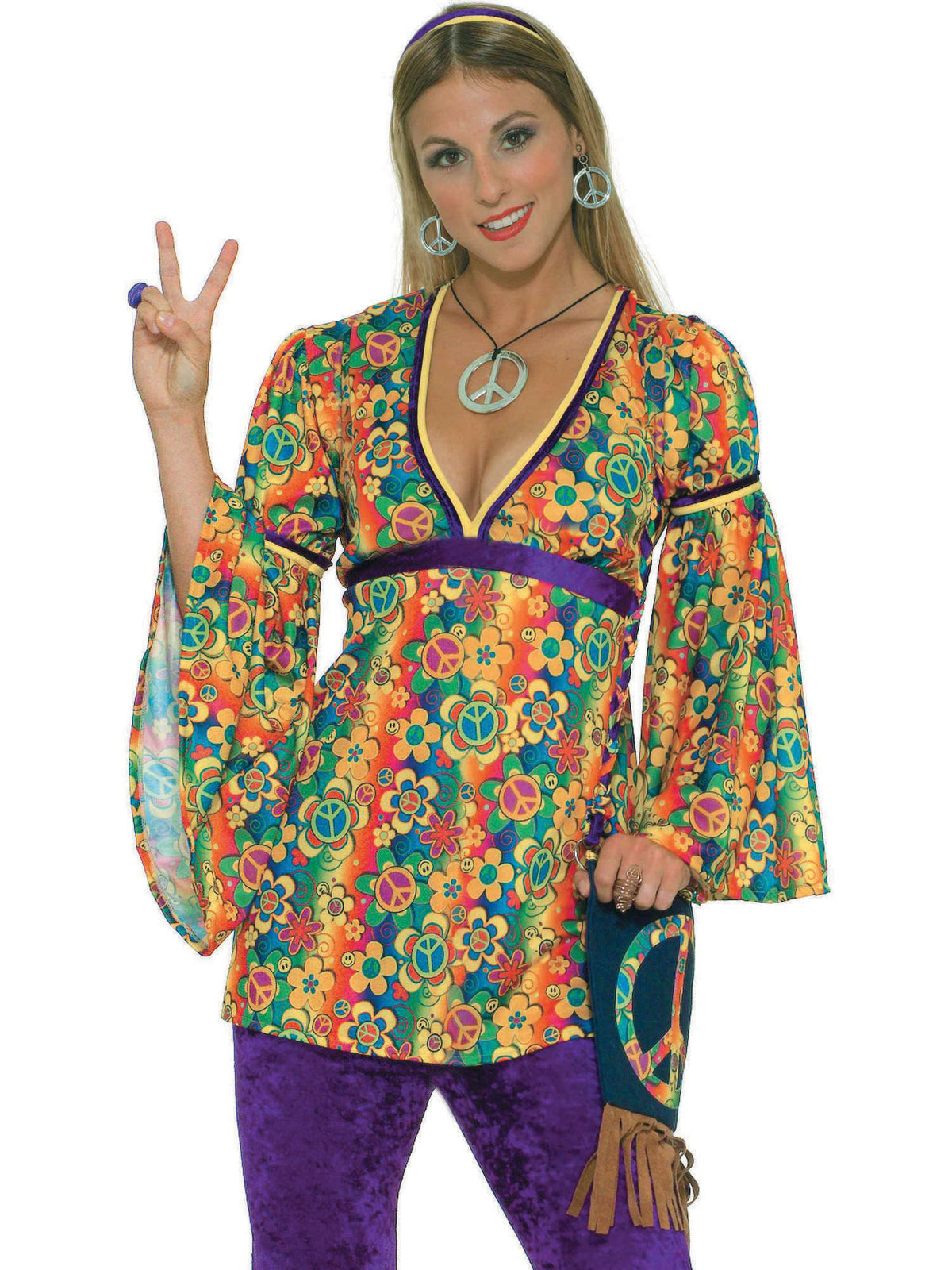 Rubies Peace-Sign-Schmuckset mit Halskette und Ohrringen – Detailansicht