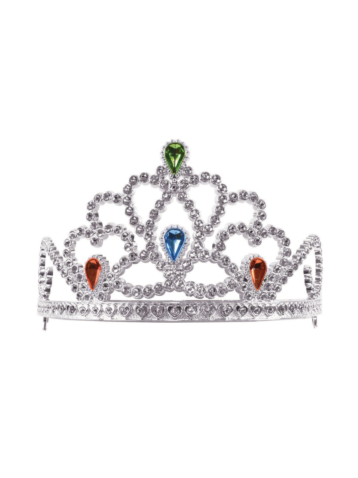 Rubies Silver Tiara With Jewels (Pack Of 12) Headpieces and Headbands