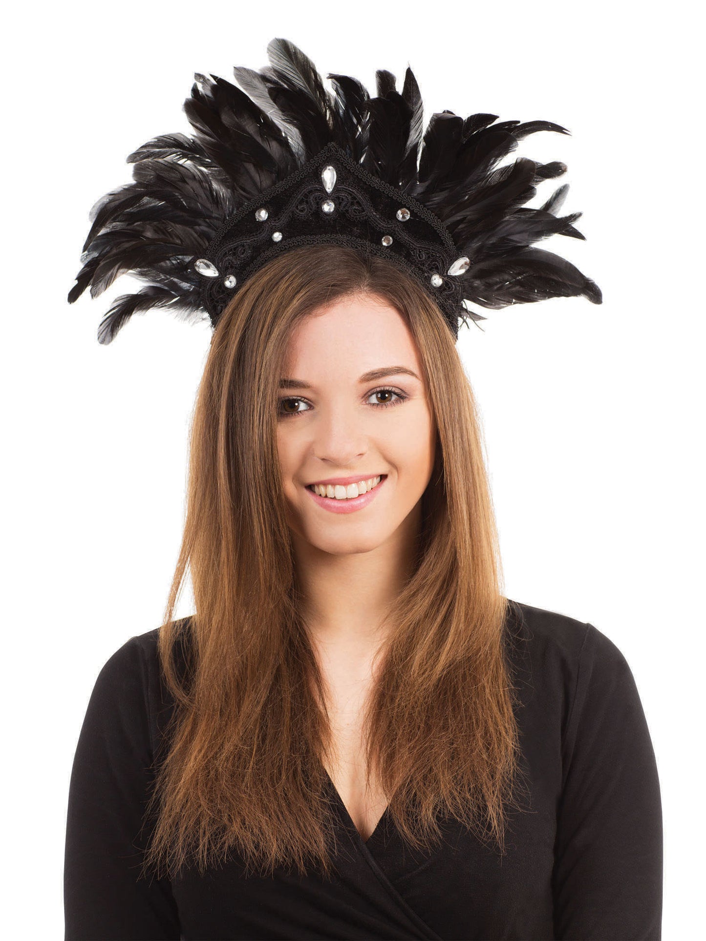 Rubies Carnival Headdress schwarz mit Federn