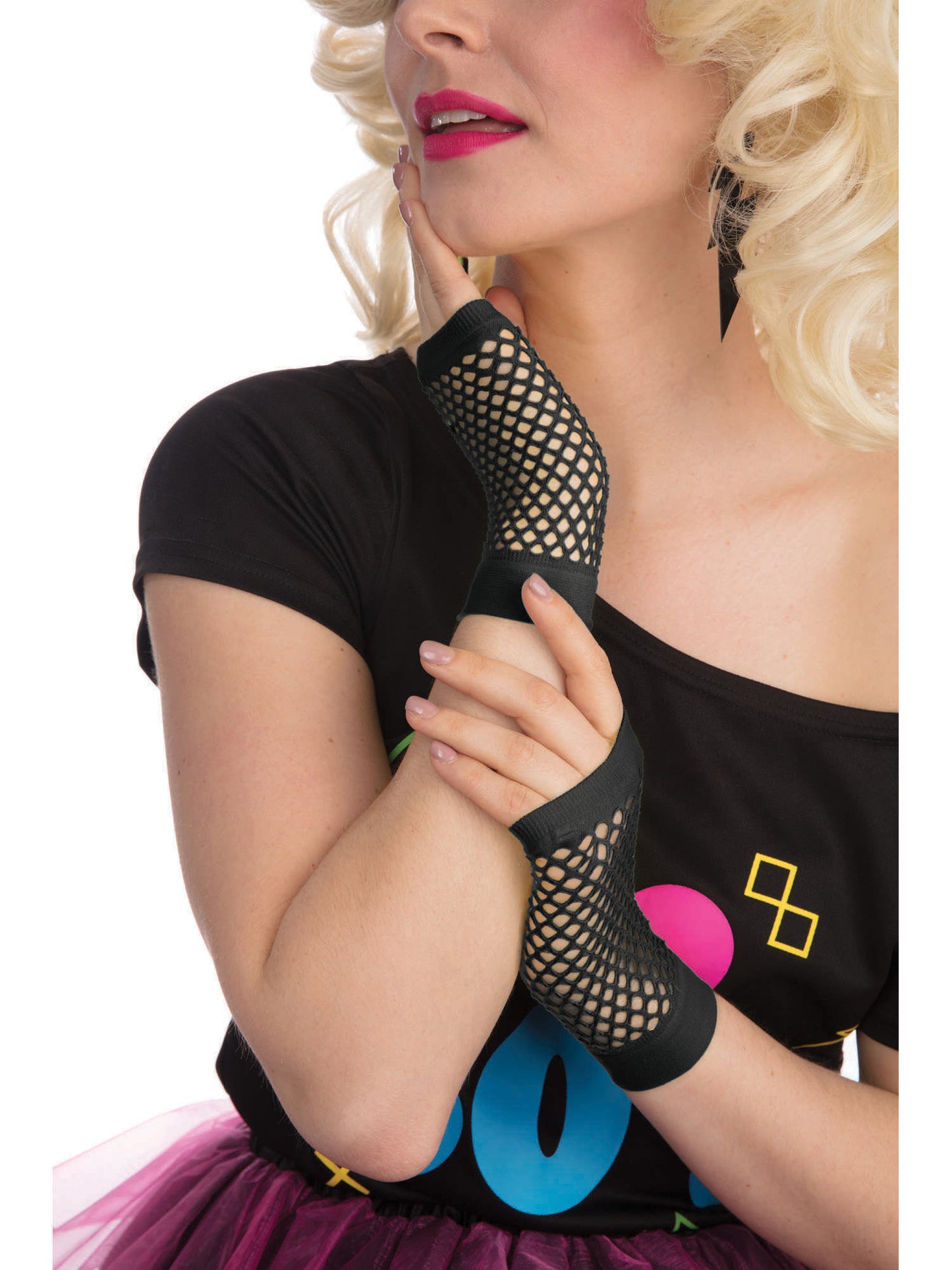 Rubies kurze schwarze Fishnet-Handschuhe als Kostüm-Accessoire