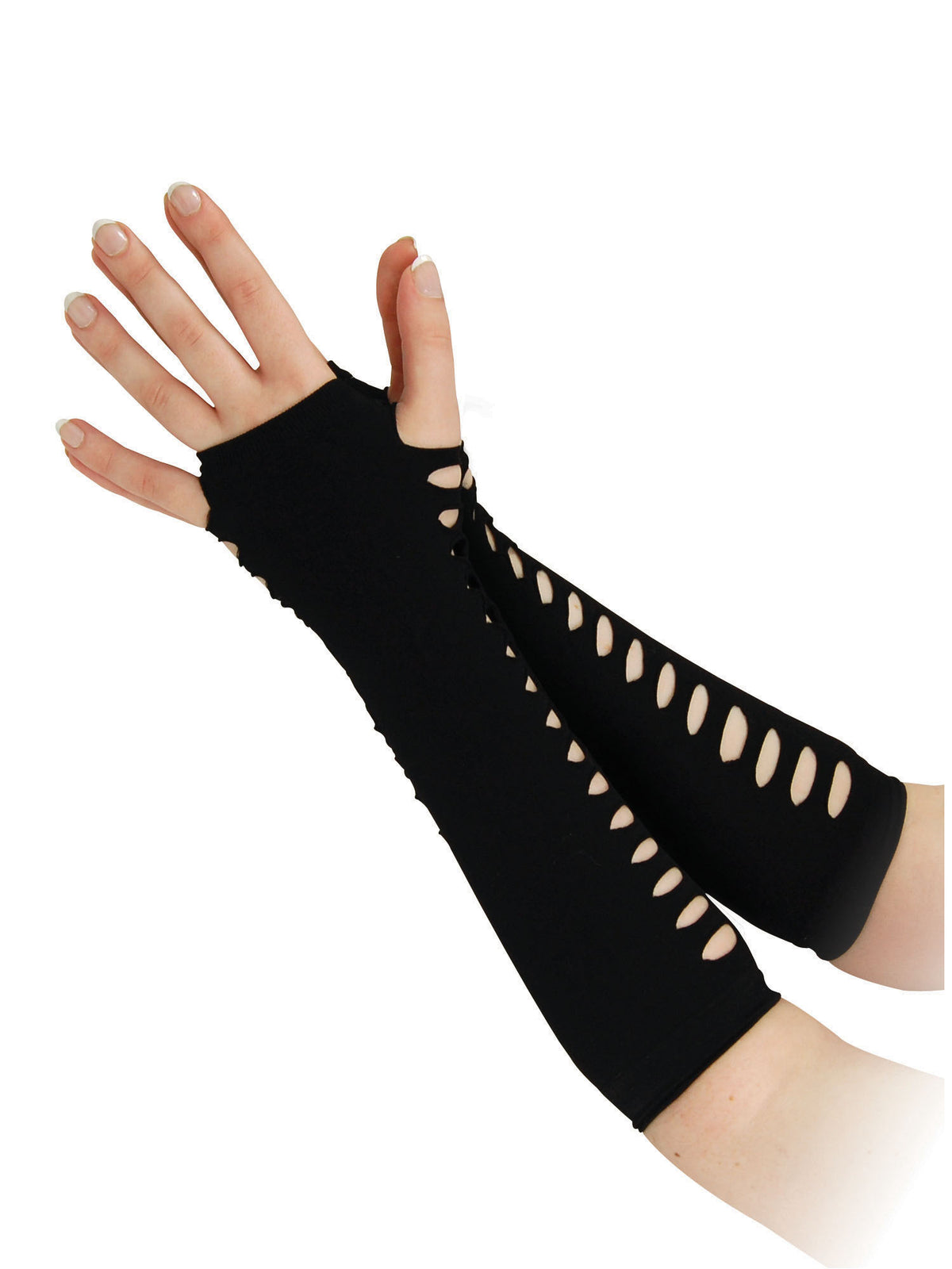 Rubies Gloves Ladder Style Black (25cm) ***
