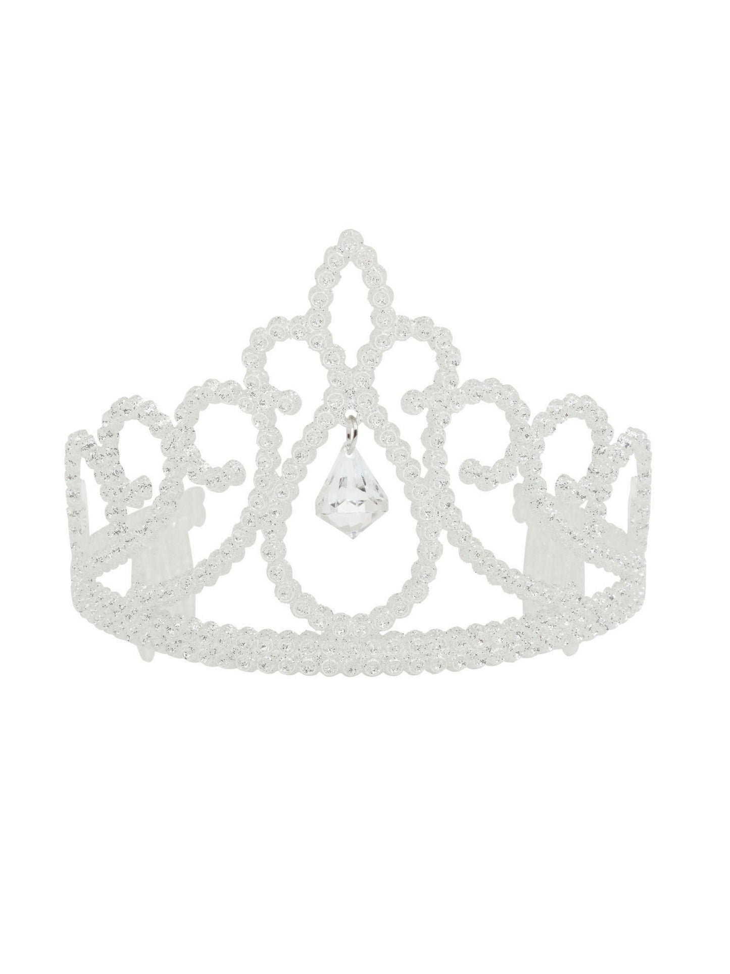 Rubies weisse Glitzer-Tiara mit Diamant-Anhaenger