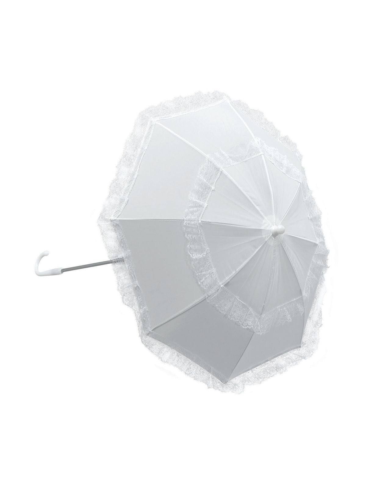 Rubies Parasol. White / Long Handle Props