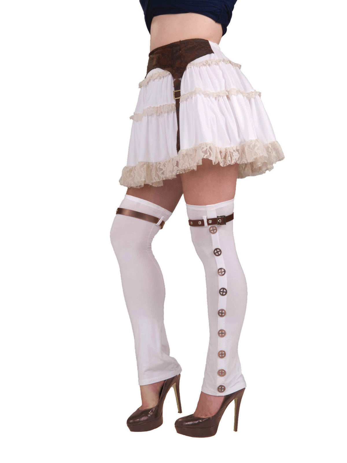 Rubies White Steampunk Buckle Spats Clothing Accessories