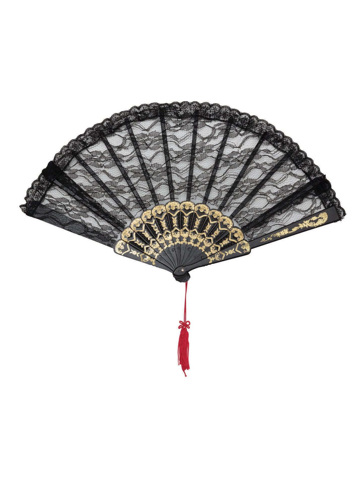 Rubies Black Lace Spanish Fächer in Schwarz – Detailansicht