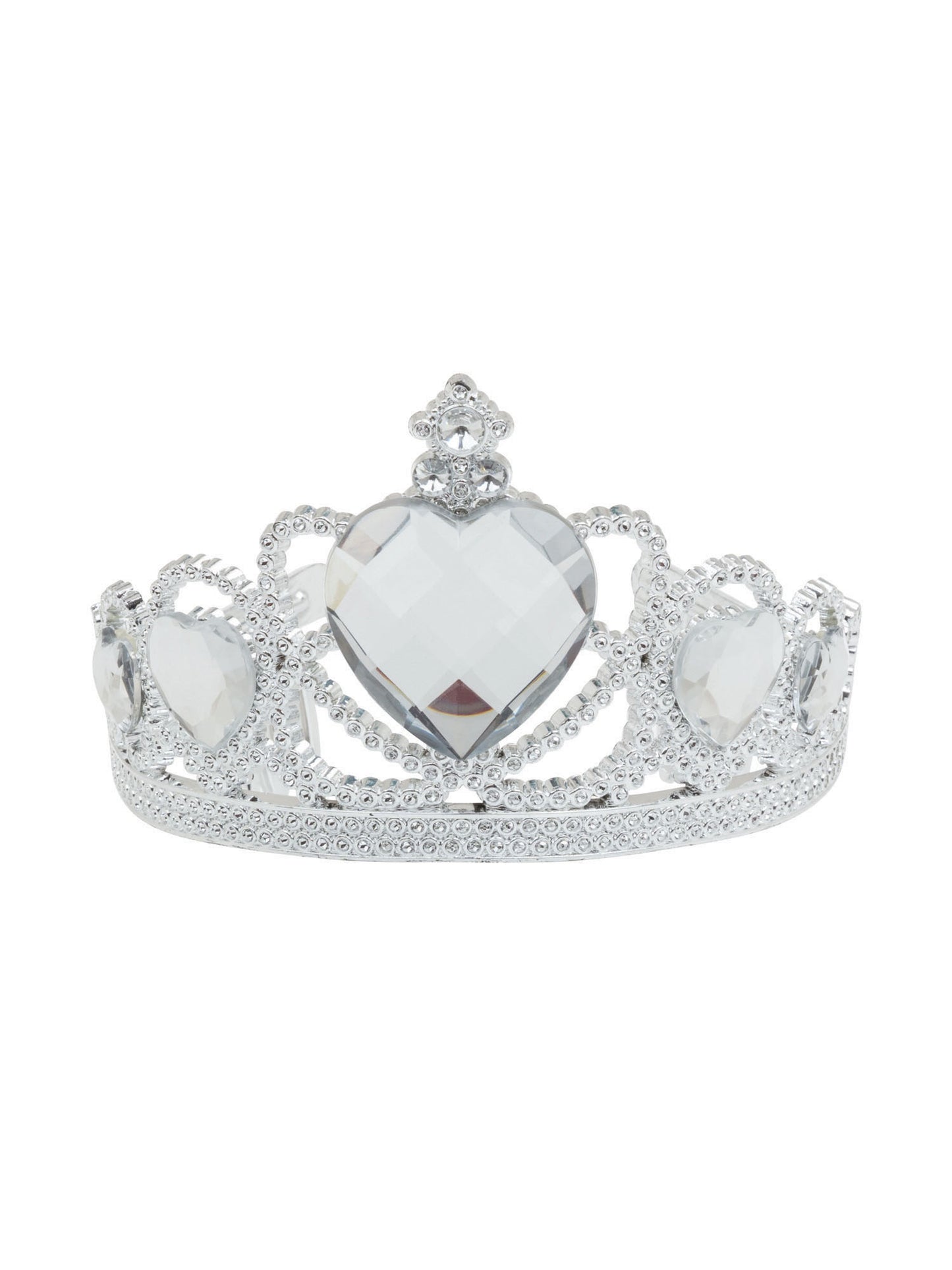 Rubies silberne Kunststoff-Tiara mit klaren Schmucksteinen