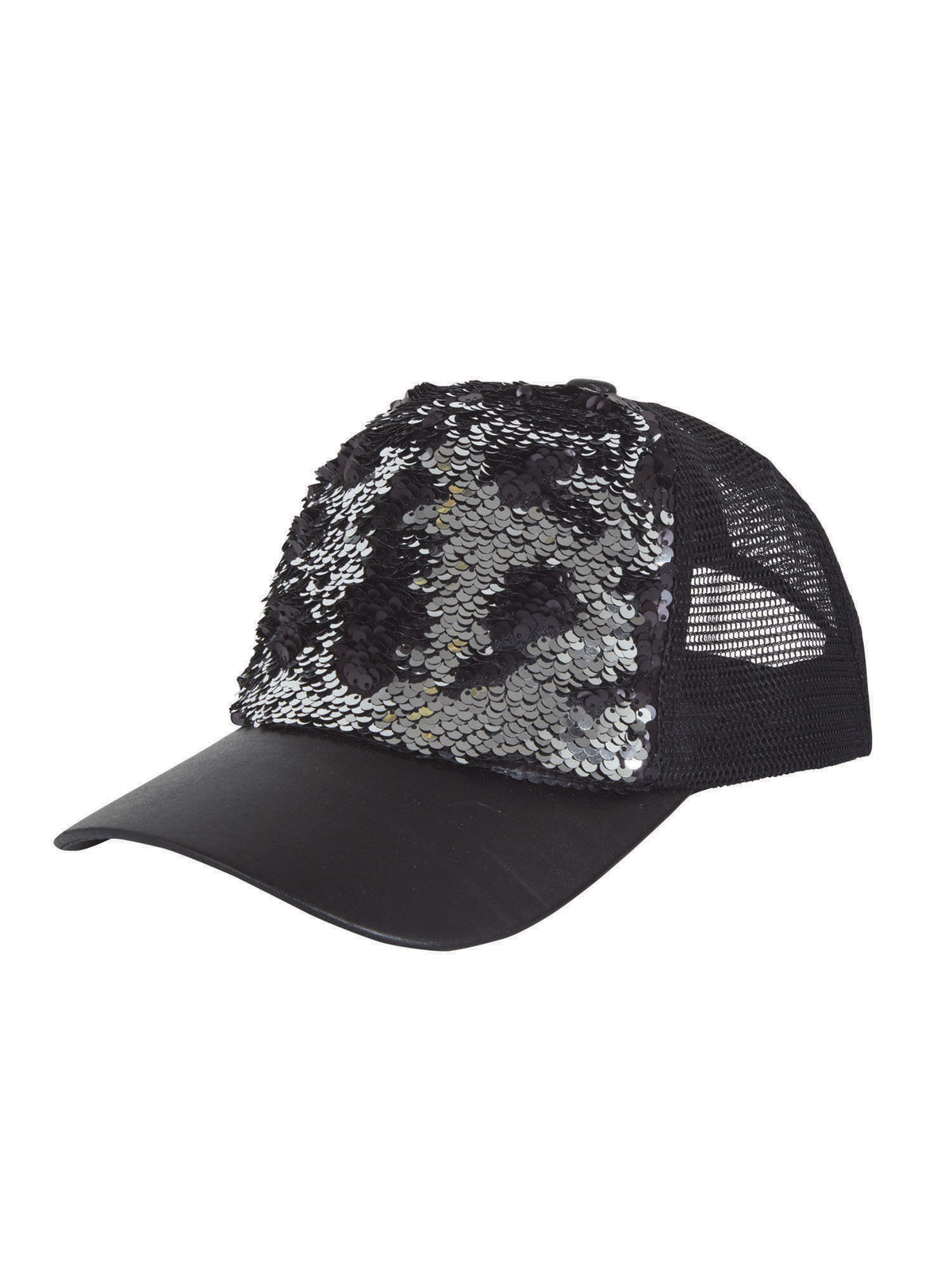 Rubies Sequin Cap Reversible Hut Schwarz Silber
