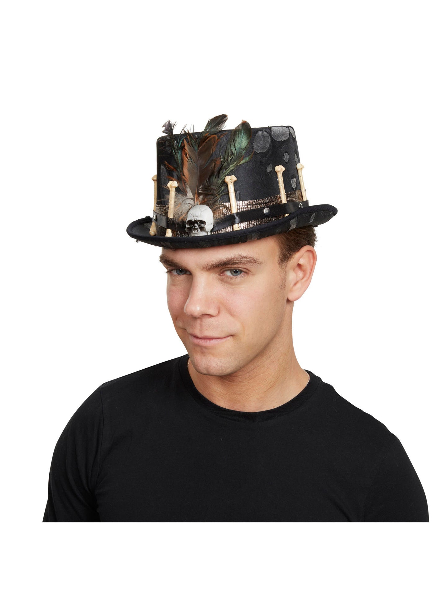 Rubies Top Hat Black Voodoo Style schwarzer Kostümhut für Erwachsene – Seitenansicht
