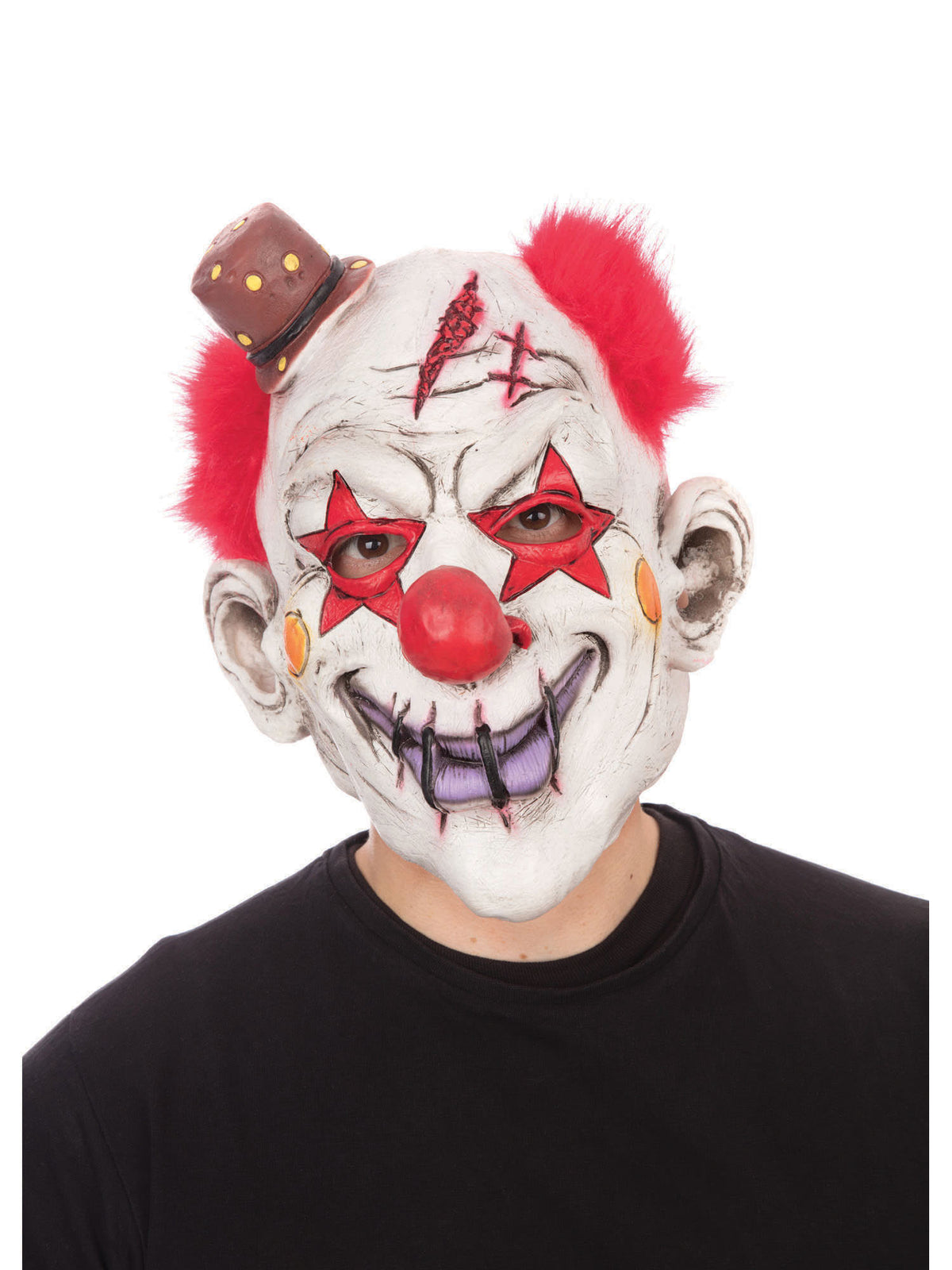 Rubies Top Hat Horror Clown With Hair Mask Rubber Masks