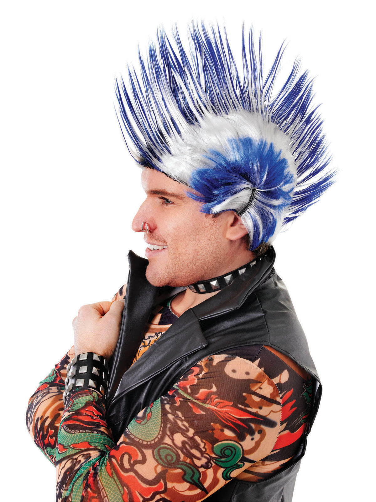 Rubies Mohican Wig Blue/White Perücke