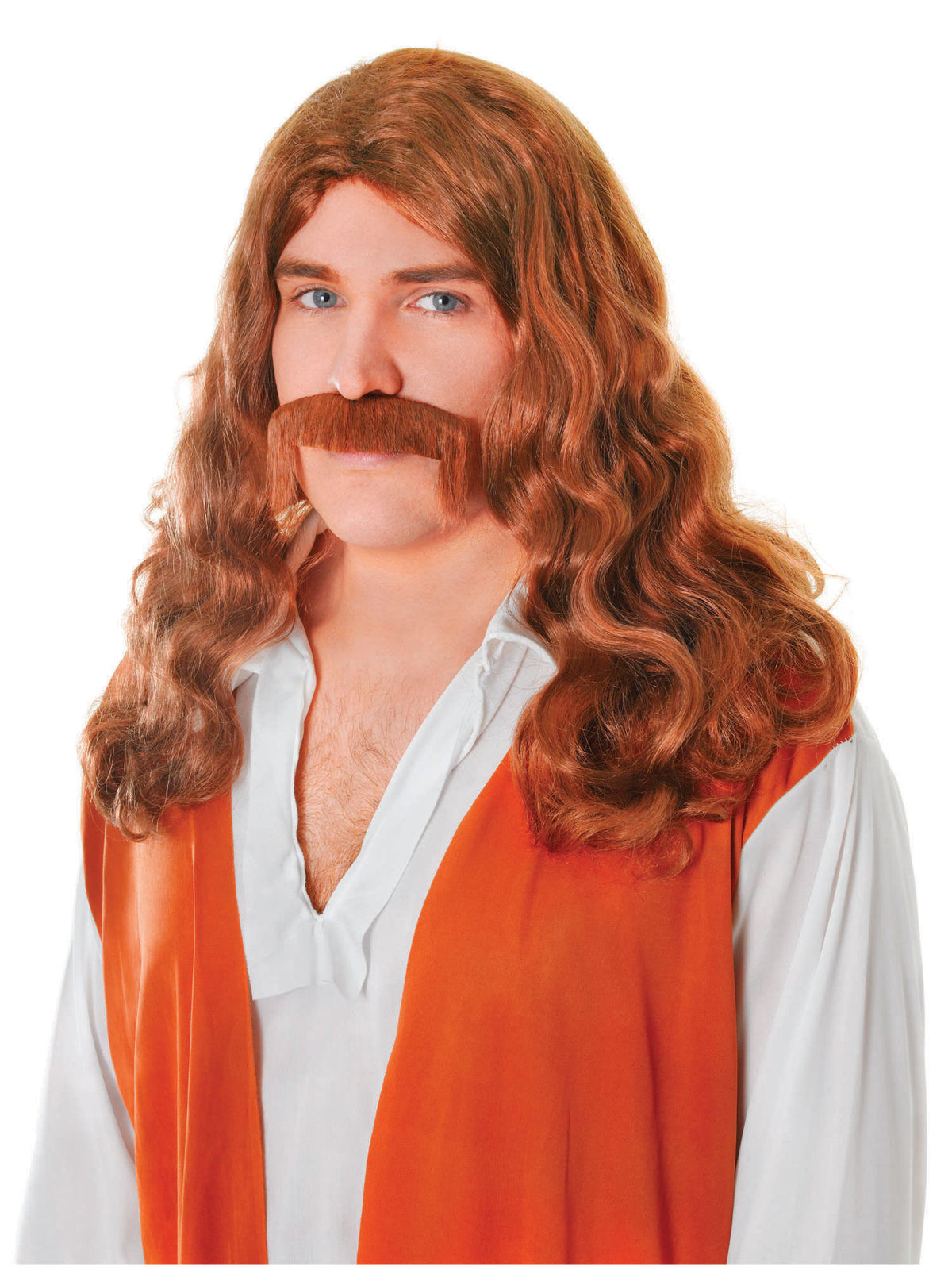 Rubies Hippy Man Wig + Tash Set Brown Perücke