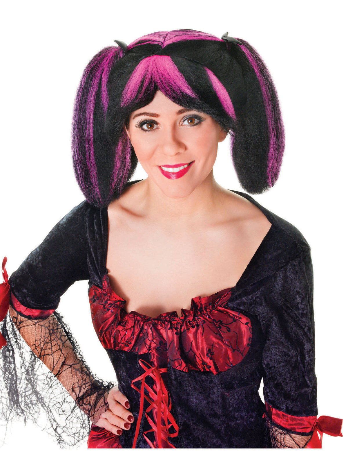 Rubies Rubies Black & Pink Steampunk Wig Perücke