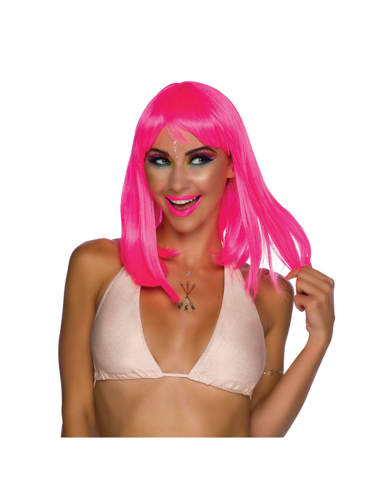 Rubies Chic Neon Pink Perücke