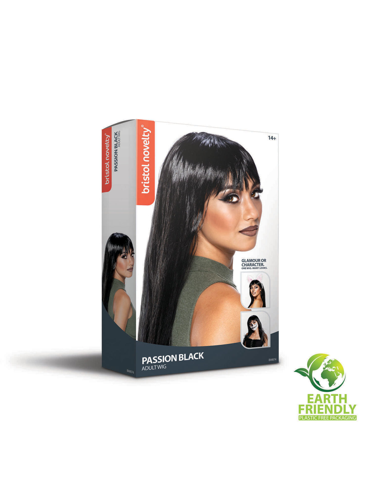 Rubies Passion Black schwarze Perücke für Erwachsene – Rückansicht