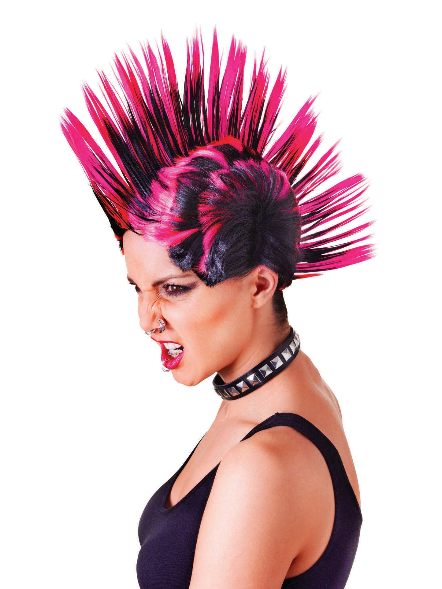 Rubies Mohican Perücke Pink Schwarz für Erwachsene