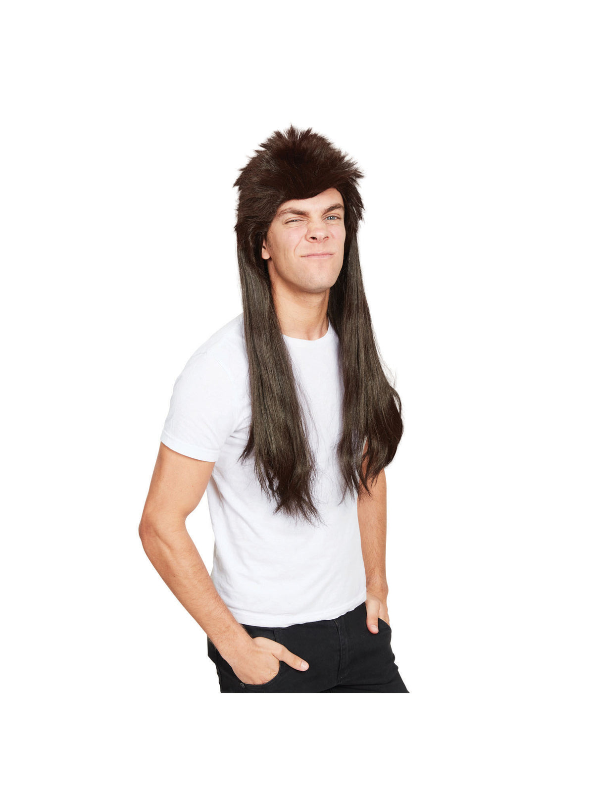 Rubies Rubies Brown Mullet Wig Perücke