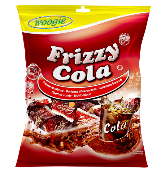 Woogie Bonbons Frizzy Cola 170g mit spritzigem Brausepulverfüllung – Produktansicht
