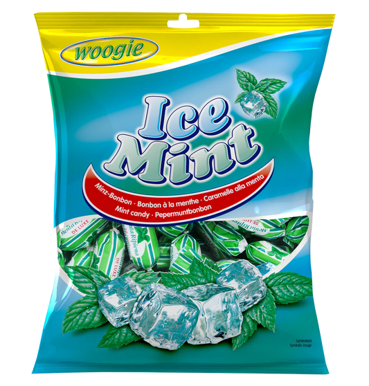 Woogie Bonbons Ice Mints 170g Gefüllte Mint-Eis-Bonbons von Woogie – Produktansicht