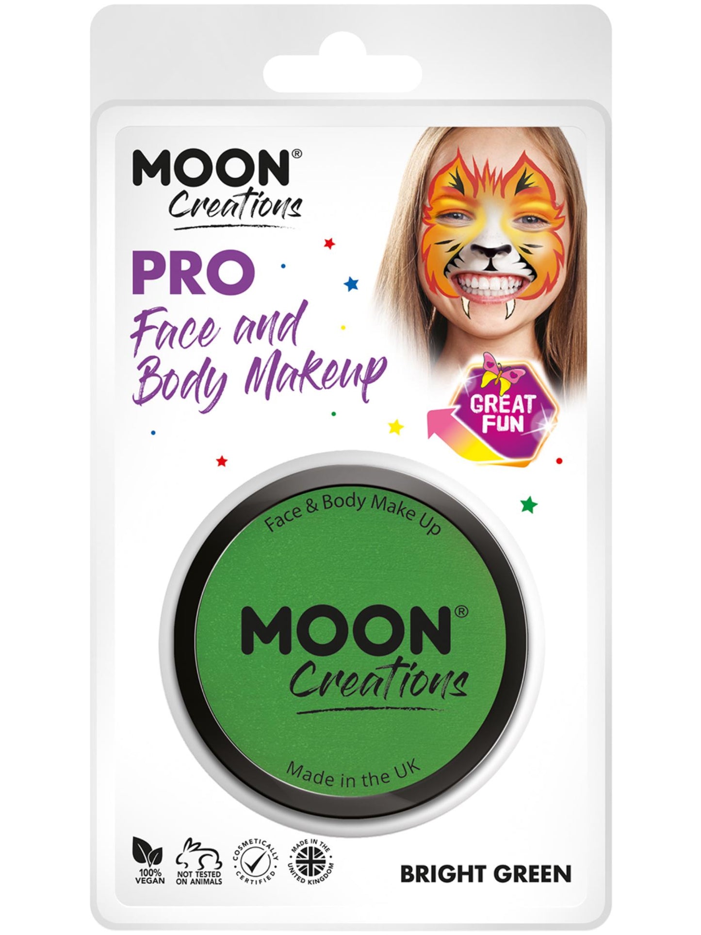 Smiffys Moon Creations Pro Face Paint Cake Pot Bright Green 36 g Gesichtsfarbe