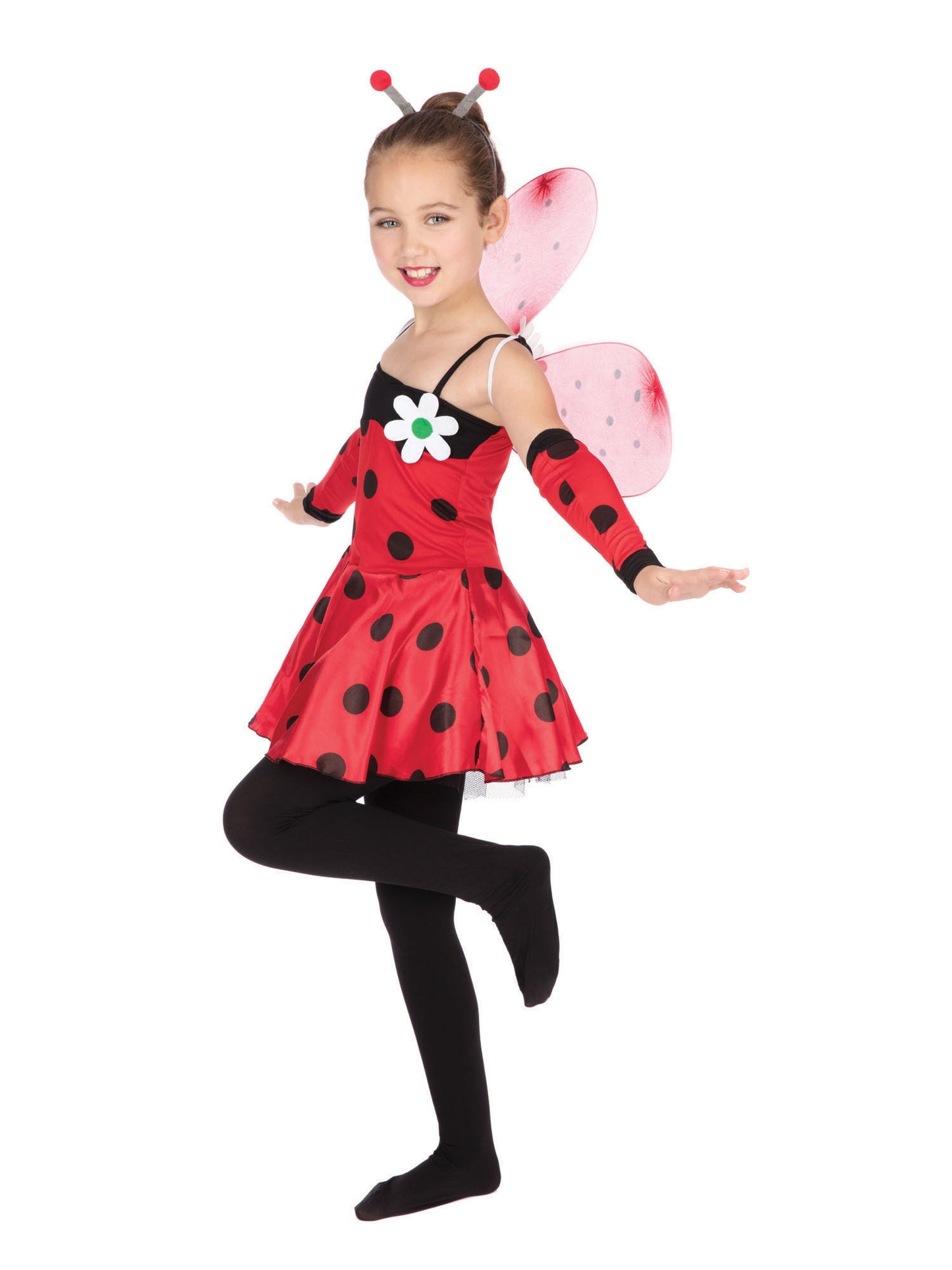 Rubies Ladybug Kinderkostüm für Mädchen mit Kleid, Wings, Headpiece und Sleeves – Seitenansicht