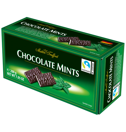 Maître Truffout Chocolate Mints Zartbitter Täfelchen Minze 200g – Produktansicht