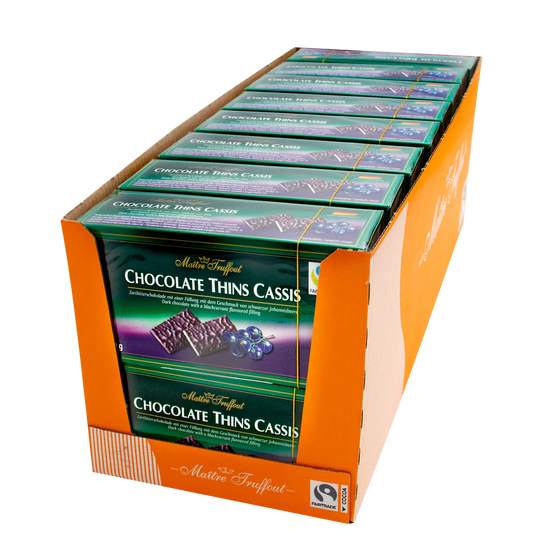 Chocolate Thins Cassis - Zartbitter Täfelchen schwarze Johannisbeere 200g