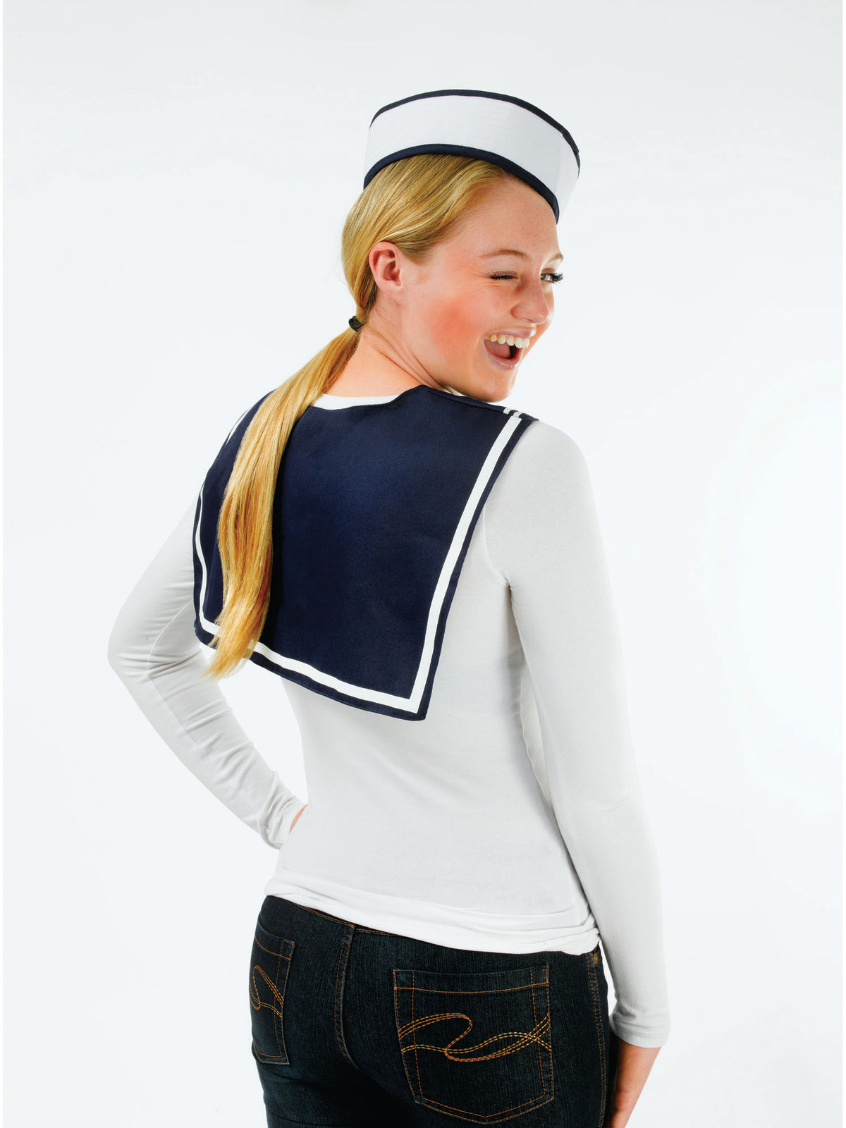 Rubies Sailor Girl Set für Erwachsene mit Hut und Schal – Seitenansicht