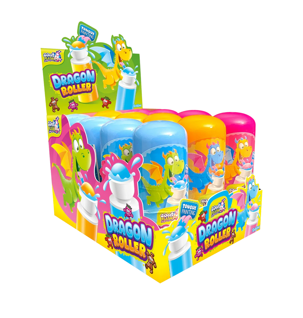 Sweet Flash Dragon Roller mit Zungenfärber 60 ml in Himbeere Erdbeere und Cola