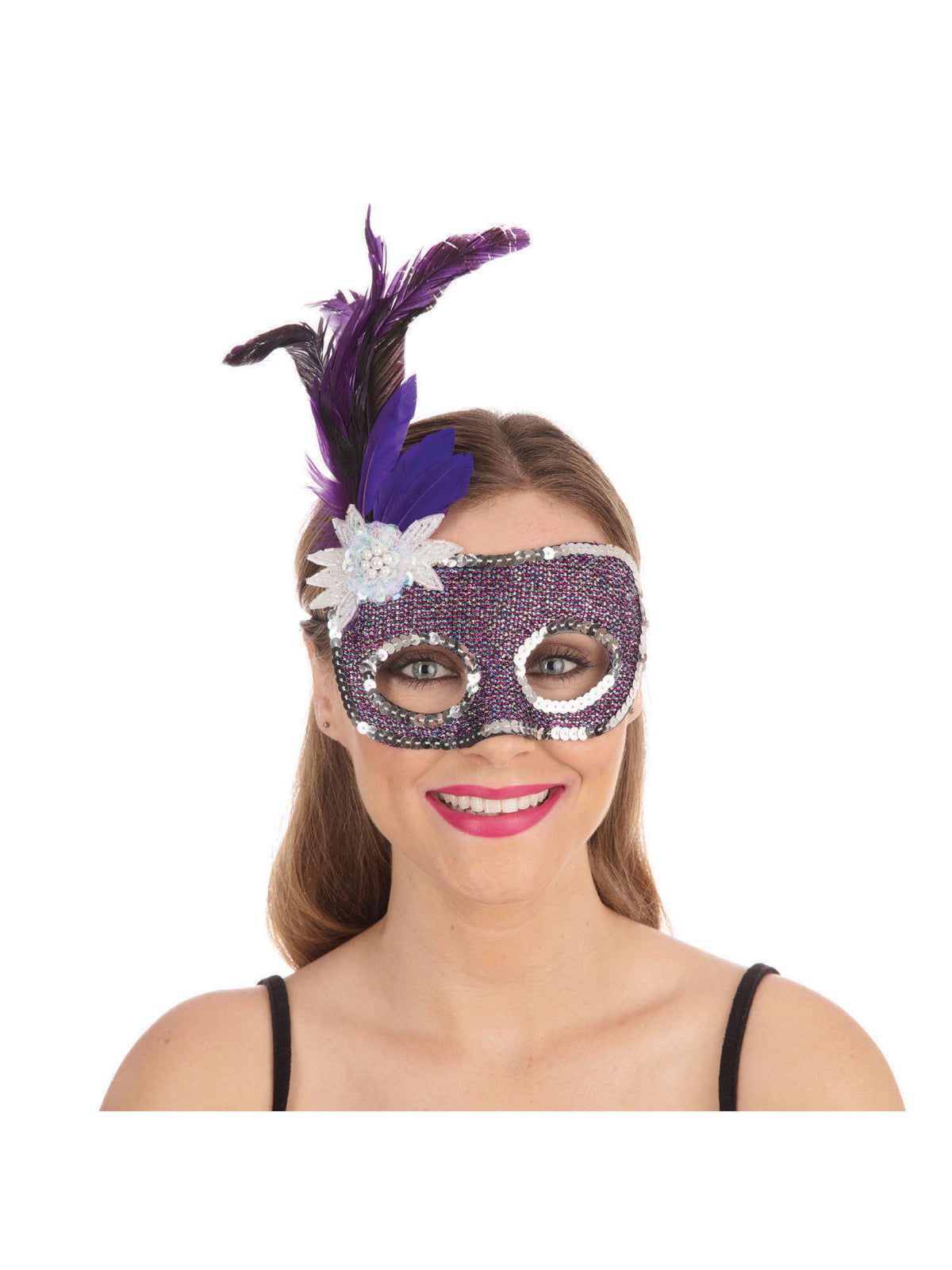 Rubies Purple FaceMask/Silver sequins Eye Masks