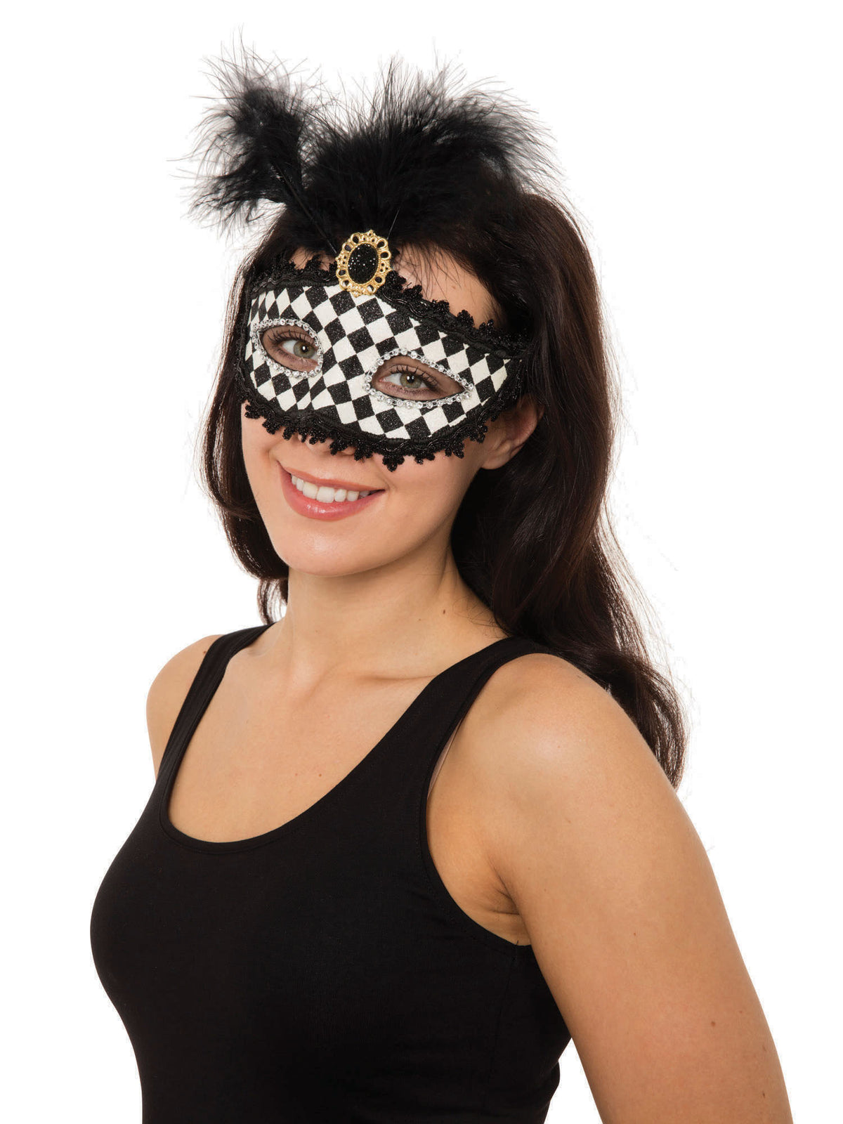 Rubies Harlequin Eyemask W/Tall Feather*** Eye Masks