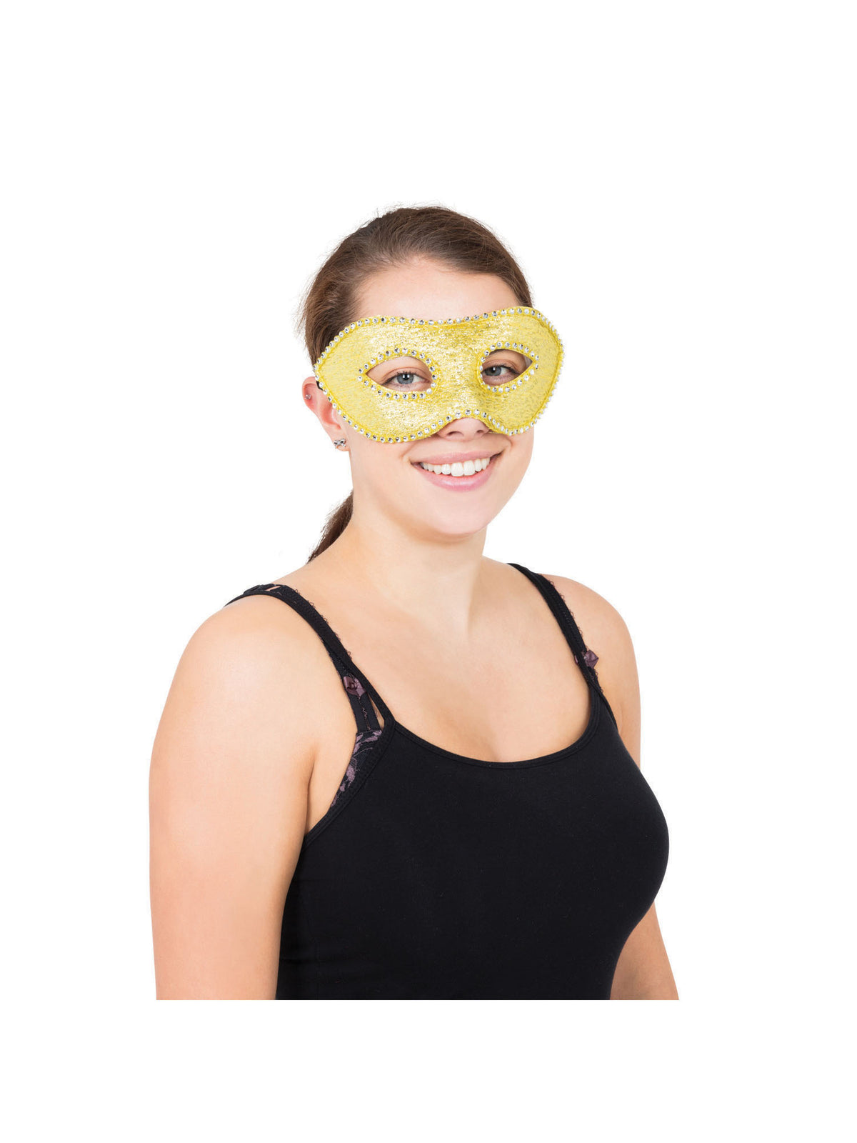 Rubies Gold Eyemask W/Diamonds + Ribbon Tie Eye Masks