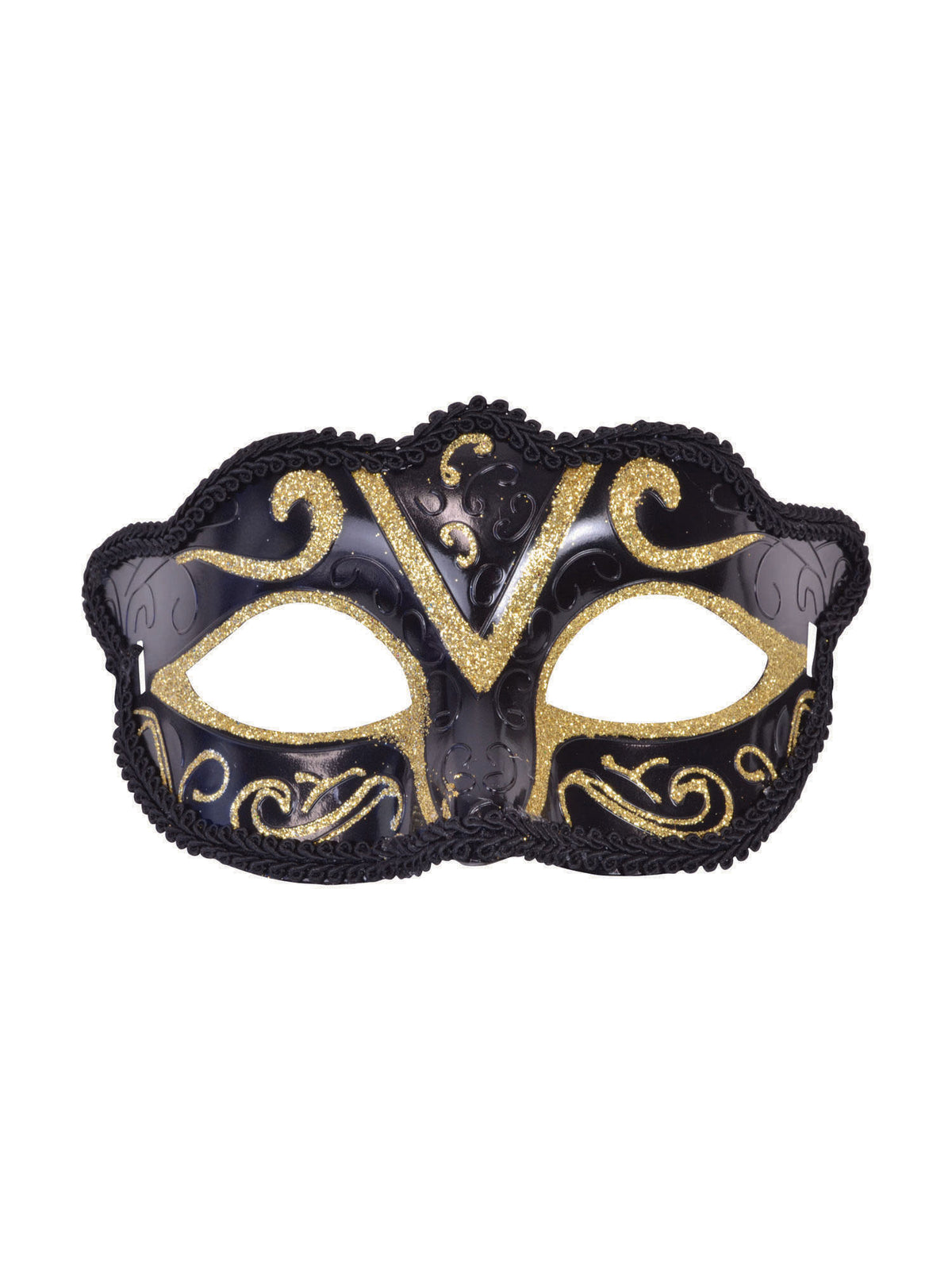 Rubies Eyemask Plastic Black/Gold Glitter Eye Masks