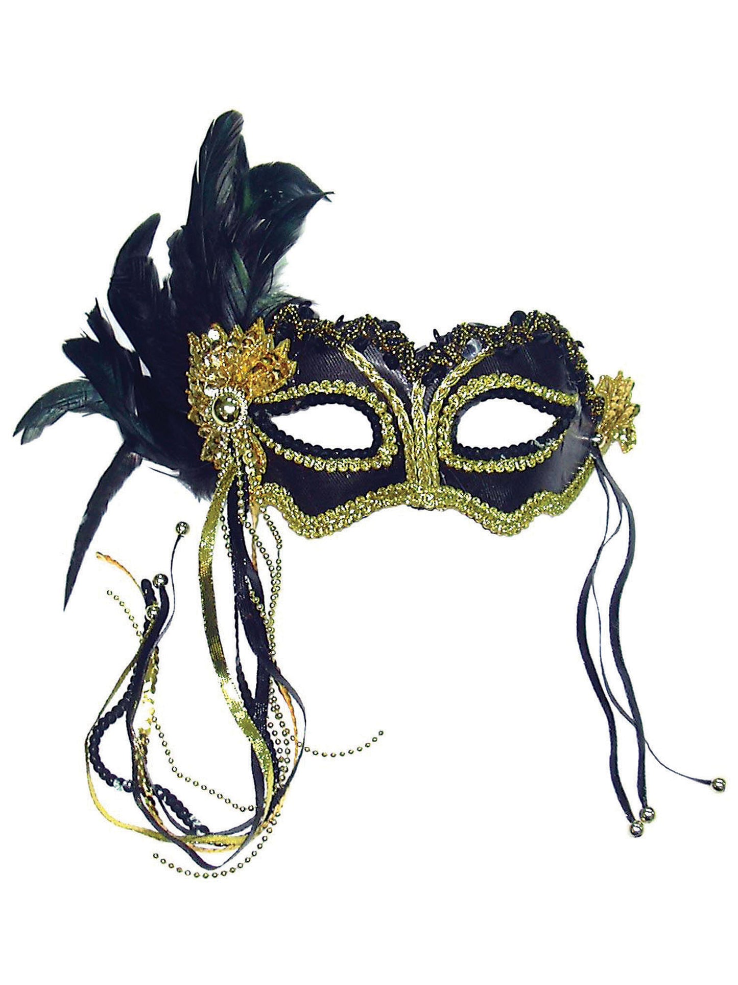Rubies Black Metallic Augenmaske mit seitlicher Feder