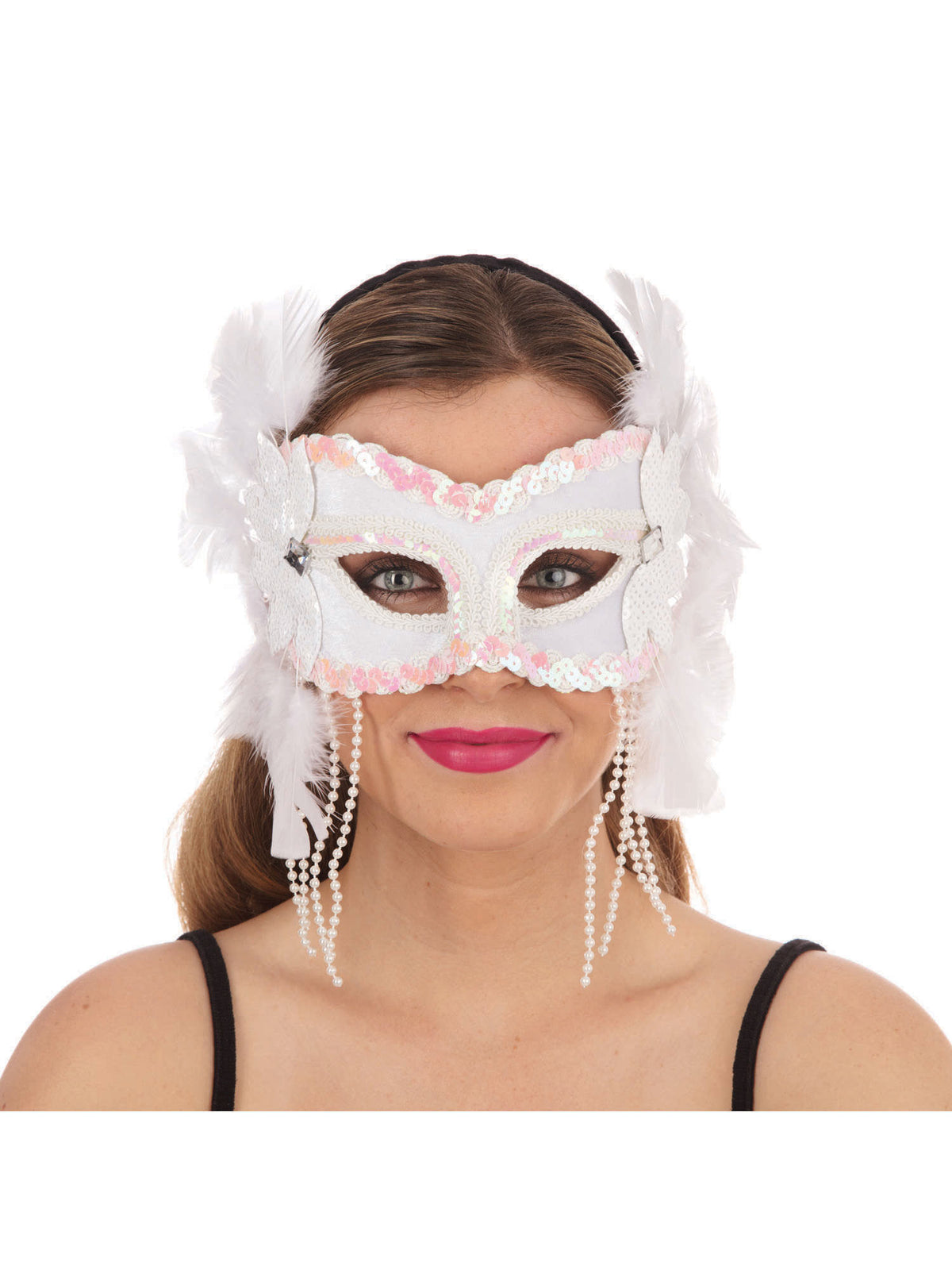Rubies White Velvet + Feathers (H/B) *** Eye Masks