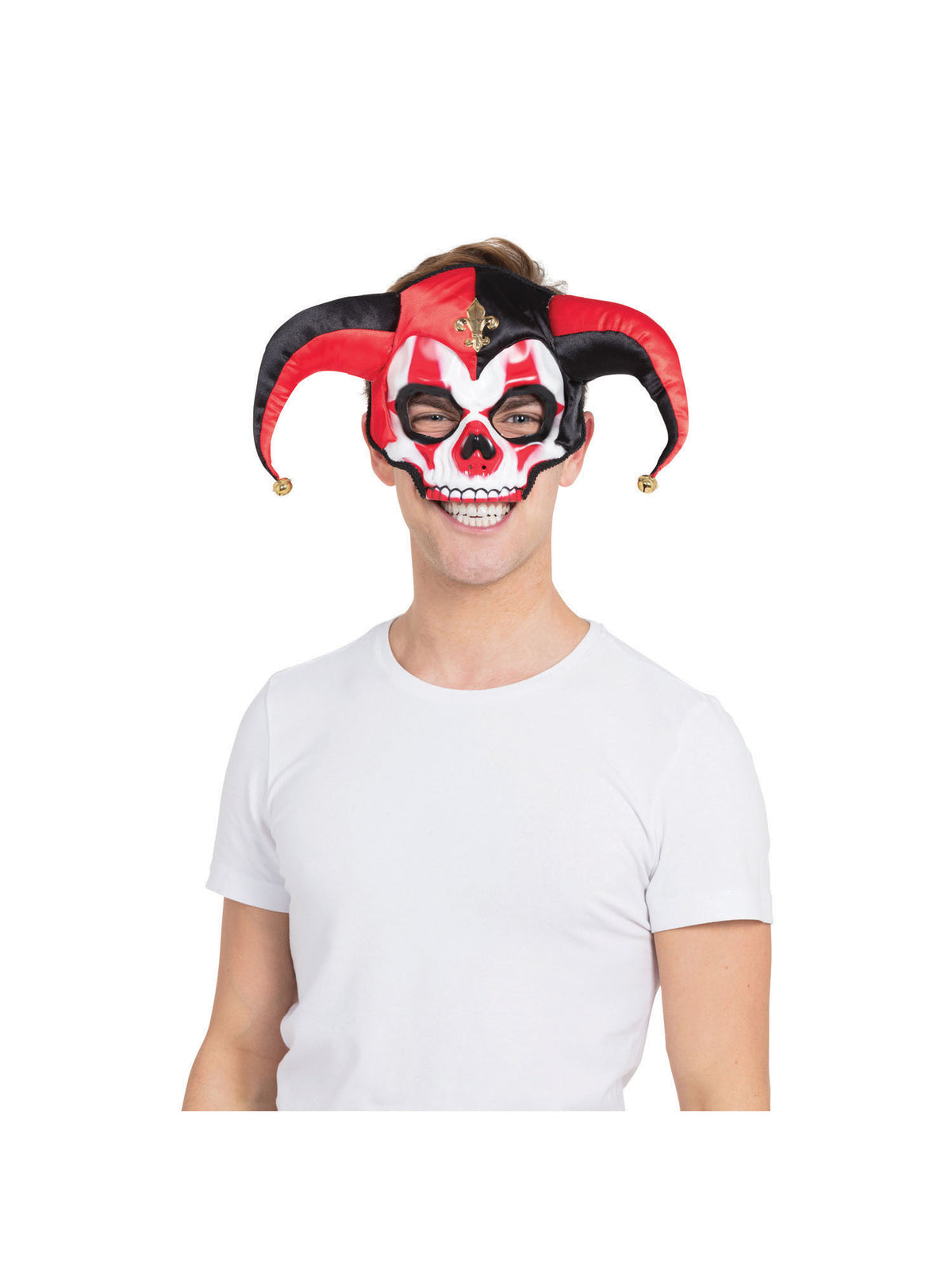 Rubies Jester-Skull-Maske mit Narren- und Totenkopfmotiv für Erwachsene