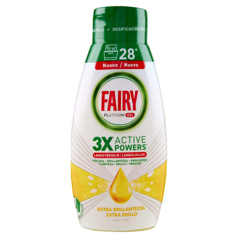 Fairy Platinum Gel Máquina Limón Geschirrspülmittel 504 ml für 28 Spülgänge