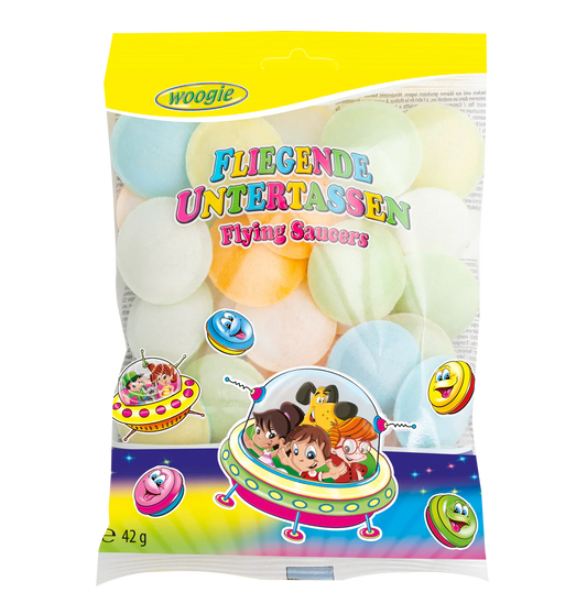 Pop Rocks Fliegende Untertassen mit Brausefüllung 42g Beutel – Produktansicht
