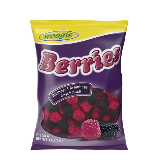 Woogie Fruchtgummibeeren-Auslese 300g mit natürlichen Aromen und Fruchtsaft. – Produktansicht